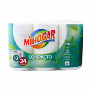 PAPEL HIGIÉNICO MIHOGAR COMPACTO 2 CAPAS 12 ROLLOS