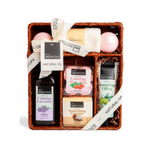 SET DE BAÑO IDC NATURAL OIL (gel+loción+jabón+confeti+2 bombas baño+toalla facial)